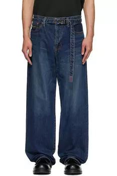 Джинсы с поясом Sacai, синий