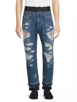 Джинсы с потертостями и аппликациями Dolce&Gabbana, цвет Denim