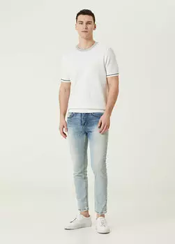 Джинсы с потертостями и градиентом Marco Pescarolo, голубой