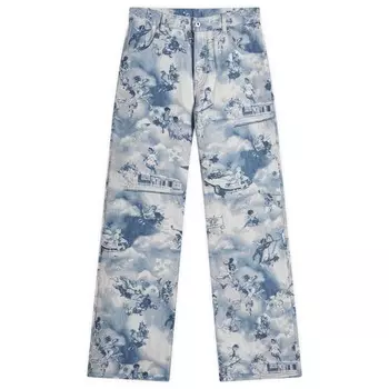 Джинсы с пятью карманами из фактурной ткани Fresco Tapestry Off-White, цвет serenity