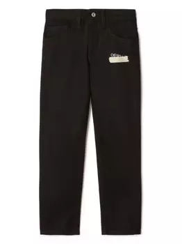 Джинсы с принтом Paper Tape Diag Off-White Kids, серый