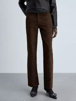 Джинсы с принтом зебра Mango, коричневый/разноцветный