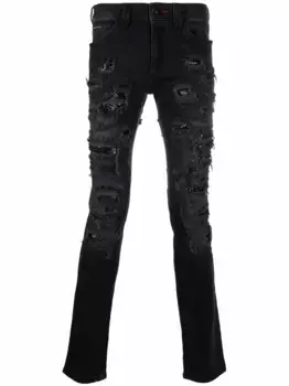 Джинсы с прорезями Philipp Plein, черный