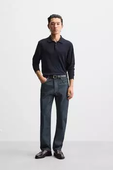 Джинсы с прямой посадкой по щиколотку ZARA, цвет Indigo