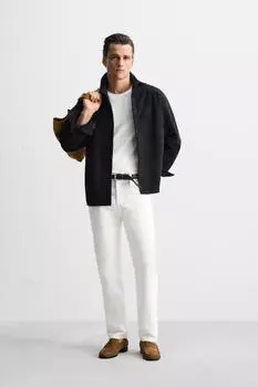 Джинсы с прямой посадкой по щиколотку ZARA, белый