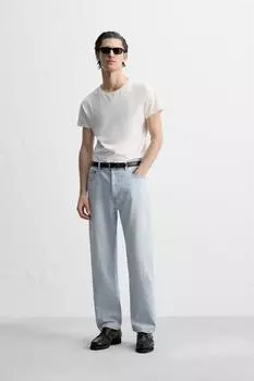 Джинсы с прямыми штанинами ZARA, светло-синий