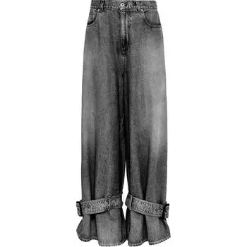 Джинсы с пряжками JW Anderson, угольно-серый