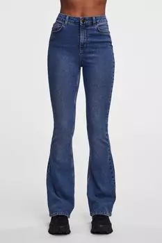 Джинсы с расклешенными штанинами и завышенной талией Pieces, синий