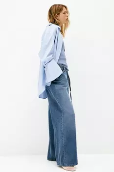 Джинсы с широким поясом H&M, синий