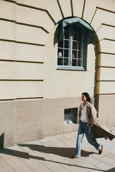 Джинсы с широким поясом H&M, синий