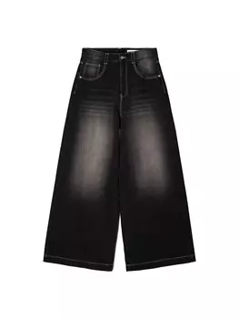 Джинсы с широкими штанинами Bershka, черный деним