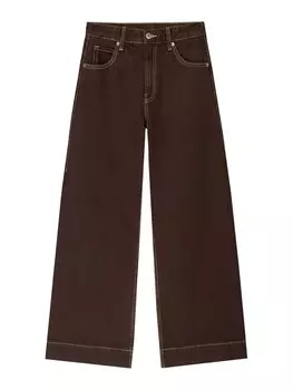 Джинсы с широкими штанинами Bershka, коричневый