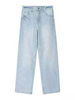 Джинсы с широкими штанинами Bershka, синий деним