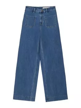 Джинсы с широкими штанинами Bershka, синий деним