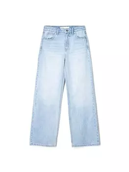 Джинсы с широкими штанинами Bershka, светло-синий