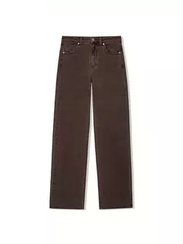 Джинсы с широкими штанинами Bershka, темно-коричневый