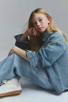 Джинсы с широкими штанинами H&M, голубой