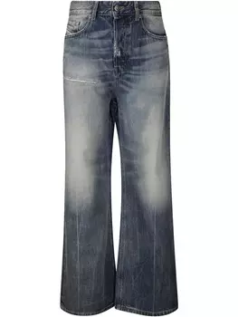 Джинсы с широкими штанинами и эффектом дизельной стирки Diesel, синий