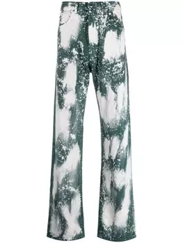 Джинсы с широкими штанинами и принтом «брызги краски» DARKPARK, зеленый