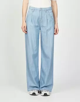 Джинсы с широкими штанинами и складками Gang, светло-синий