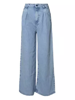 Джинсы с широкими штанинами и складками SOLOTRE, синий