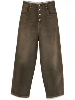 Джинсы с широкими штанинами MM6 Maison Margiela, коричневый
