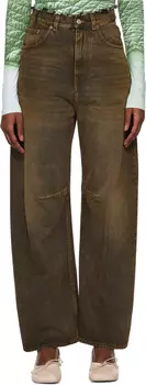 Джинсы с широкими штанинами MM6 Maison Margiela, коричневый