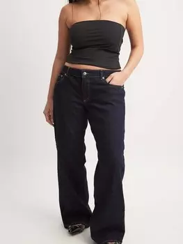 Джинсы с широкими штанинами NA-KD, черный деним