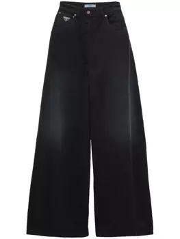 Джинсы с широкими штанинами Prada, черный