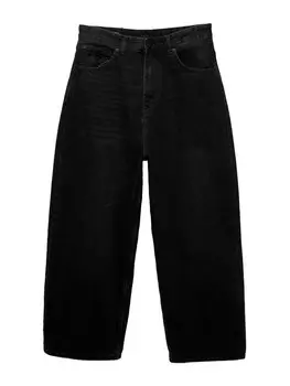 Джинсы с широкими штанинами Pull&Bear, черный деним