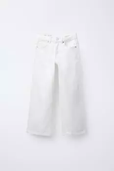Джинсы с широкими штанинами ZARA, белый