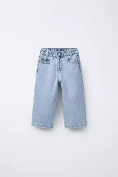 Джинсы с широкими штанинами ZARA, светло-синий