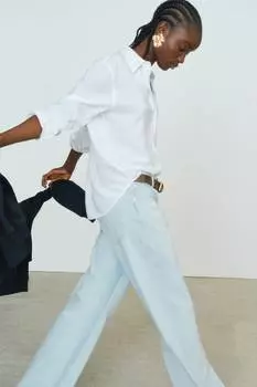 Джинсы с широкой посадкой H&M, синий