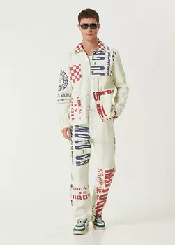 Джинсы с текстовым принтом Deus Ex Machina, мультиколор