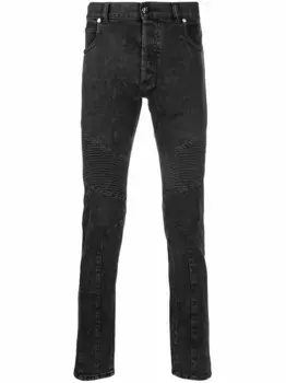 Джинсы с тисненым логотипом BALMAIN, черный