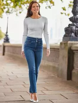 Джинсы с узкой талией Sosandar, средний синий