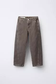 Джинсы с воздушным вырезом спереди ZARA, коричневый