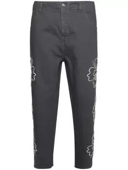 Джинсы с вышивкой Гибискус BLUEMARBLE, серый