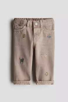 Джинсы с вышивкой H&M, мультиколор