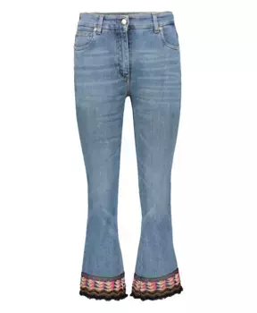 Джинсы с вышивкой и бахромой по краю Etro, синий