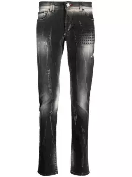 Джинсы с вышивкой Skull&Bones Philipp Plein, серый