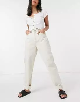 Джинсы с высокой посадкой ASOS DESIGN из смесового хлопка, экрю