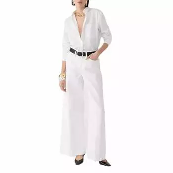 Джинсы с высокой посадкой и широкими штанинами белого цвета J.Crew