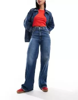Джинсы с высокой посадкой и широкими штанинами темно-синего цвета Levi's