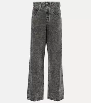 Джинсы с высокой посадкой и широкими штанинами Mm6 Maison Margiela, серый