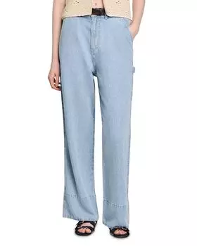 Джинсы с высокой посадкой и широкими штанинами в синем цвете Blue Jean Sandro, синий