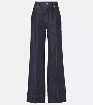 Джинсы с высокой посадкой и широкими штанинами Bottega Veneta, Indigo