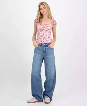 Джинсы с высокой посадкой, широкие, расклешенные, для девушек Juniors Celebrity Pink, синий