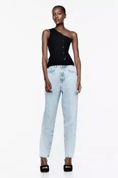 Джинсы с высокой посадкой z1975 mom-fit ZARA, светло-синий