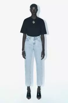 Джинсы с высокой посадкой z1975 mom-fit ZARA, светло-синий